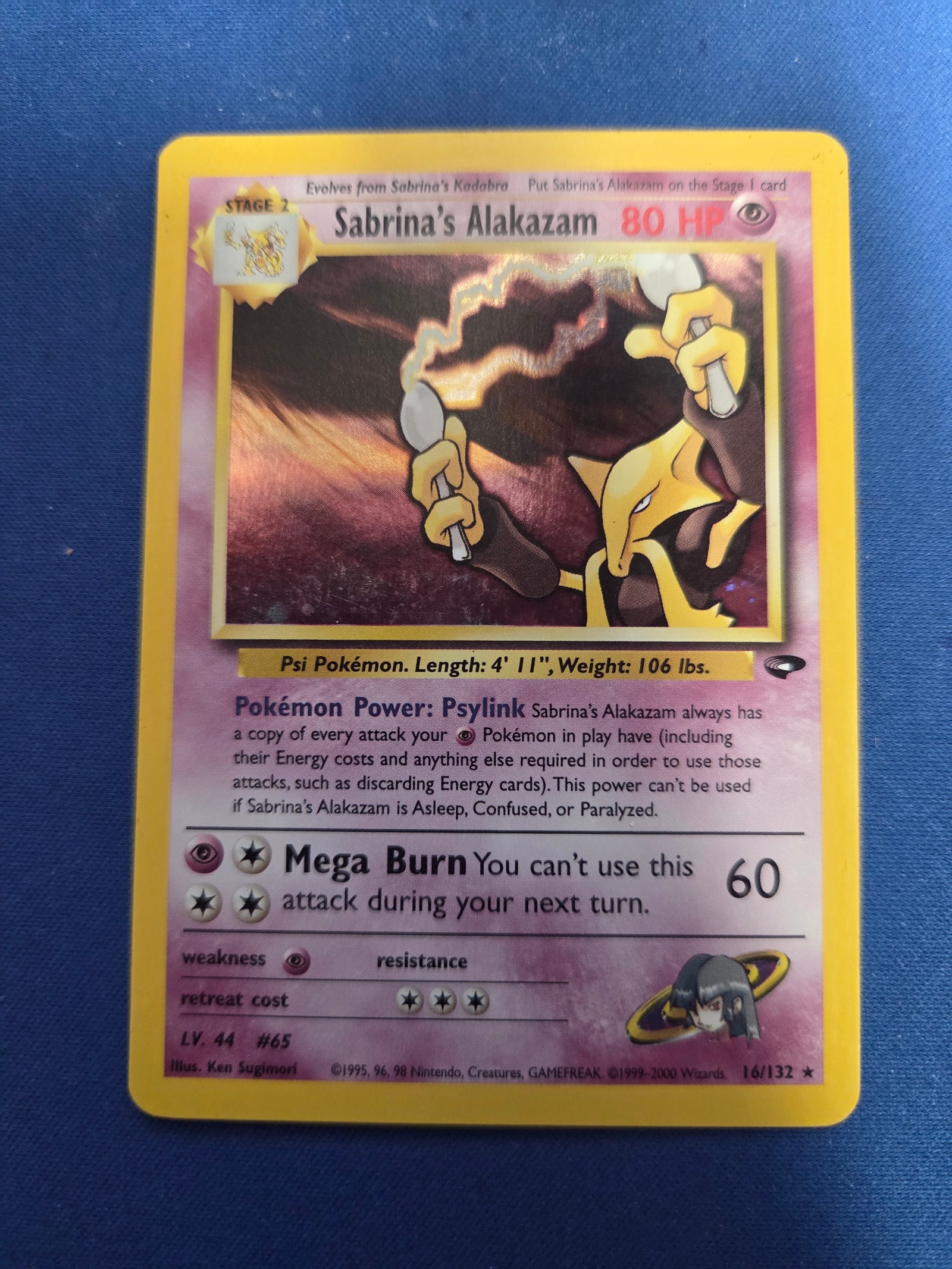 Moderately Played Sabrina's Alakazam (16)/132 Holo Rare Unlimited Holofoil (Cabinet-MP)