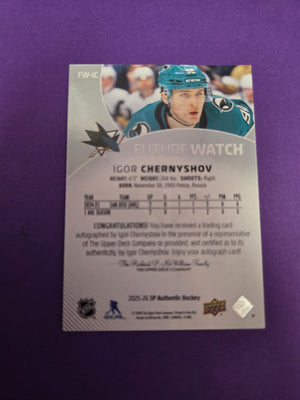 Igor Chernyshov #fw-ic 961/999 Auto Futurewatch SP Authentic 2025-2026 (Cabinet)