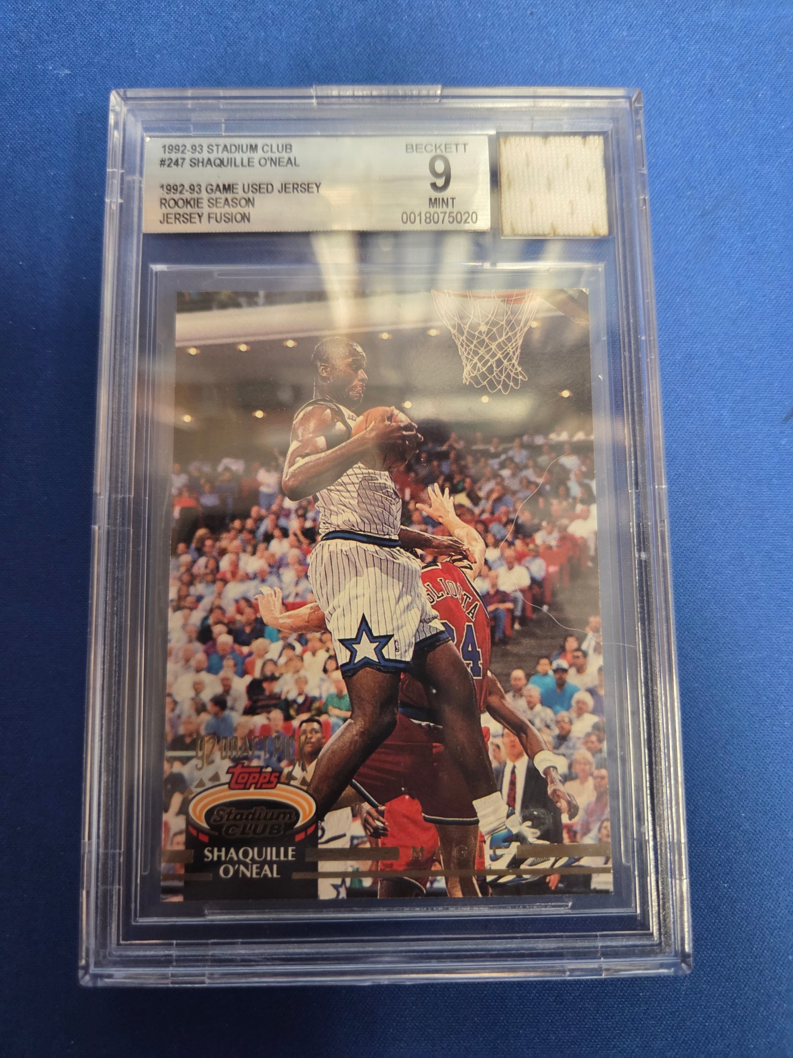 BGS 9 Shaquille O'Neal #247 Rookie Card Jersey Fusion Game Used Jersey Patch