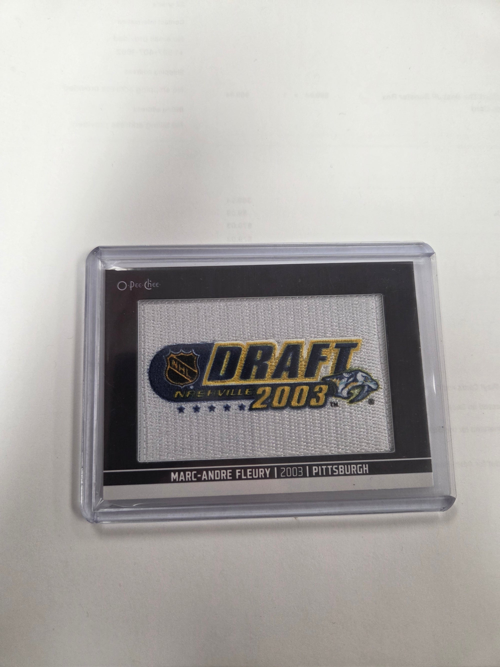Marc-Andre Fleury O-Pee-Chee draft patch 2003 #DP-22 (cabinet-NM)