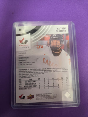 Matthew Schaefer #38 Team Canada Rookie Card (cabinet-NM)