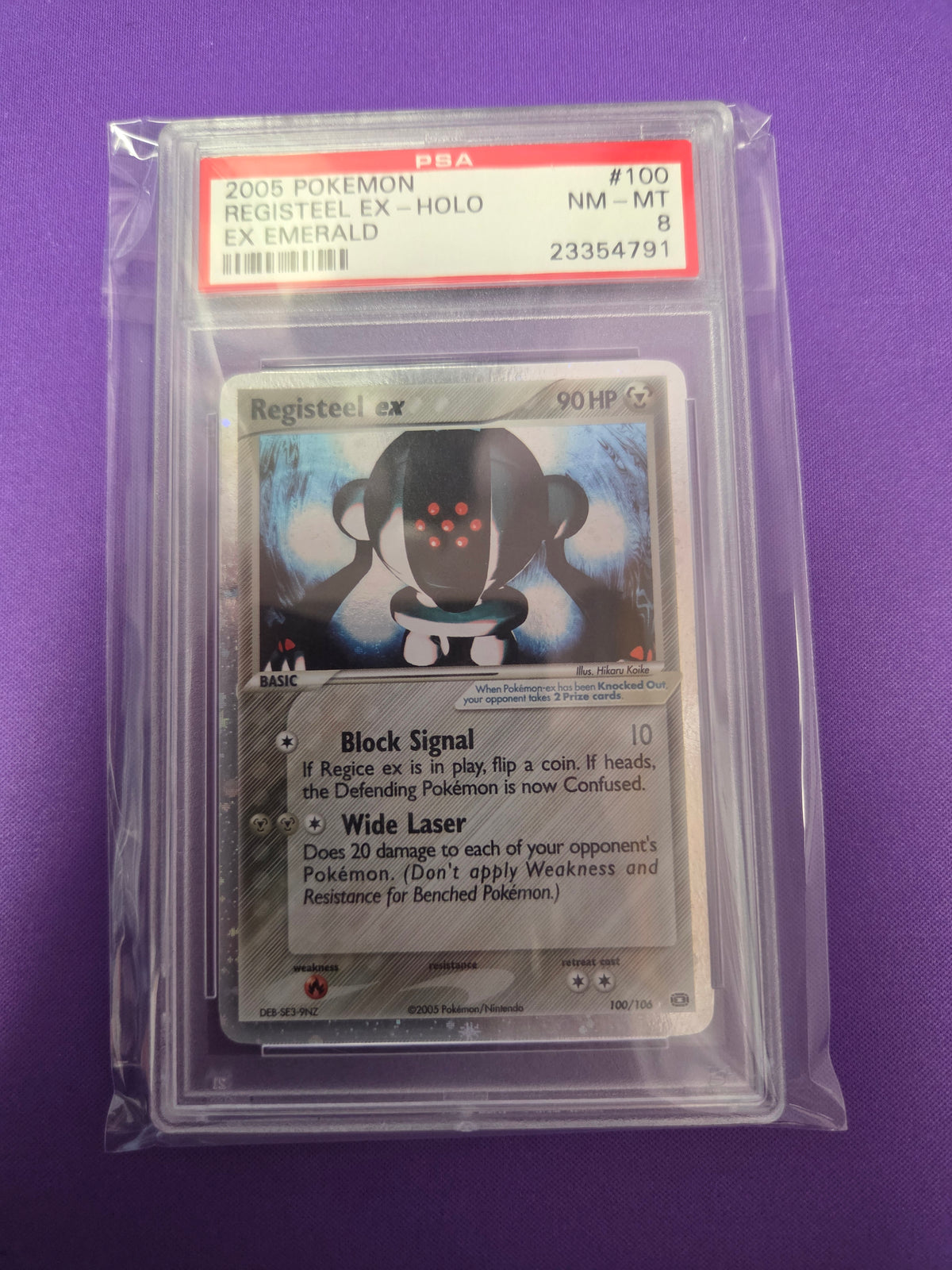 Psa 8 Registeel EX Emerald #100 (Cabinet)