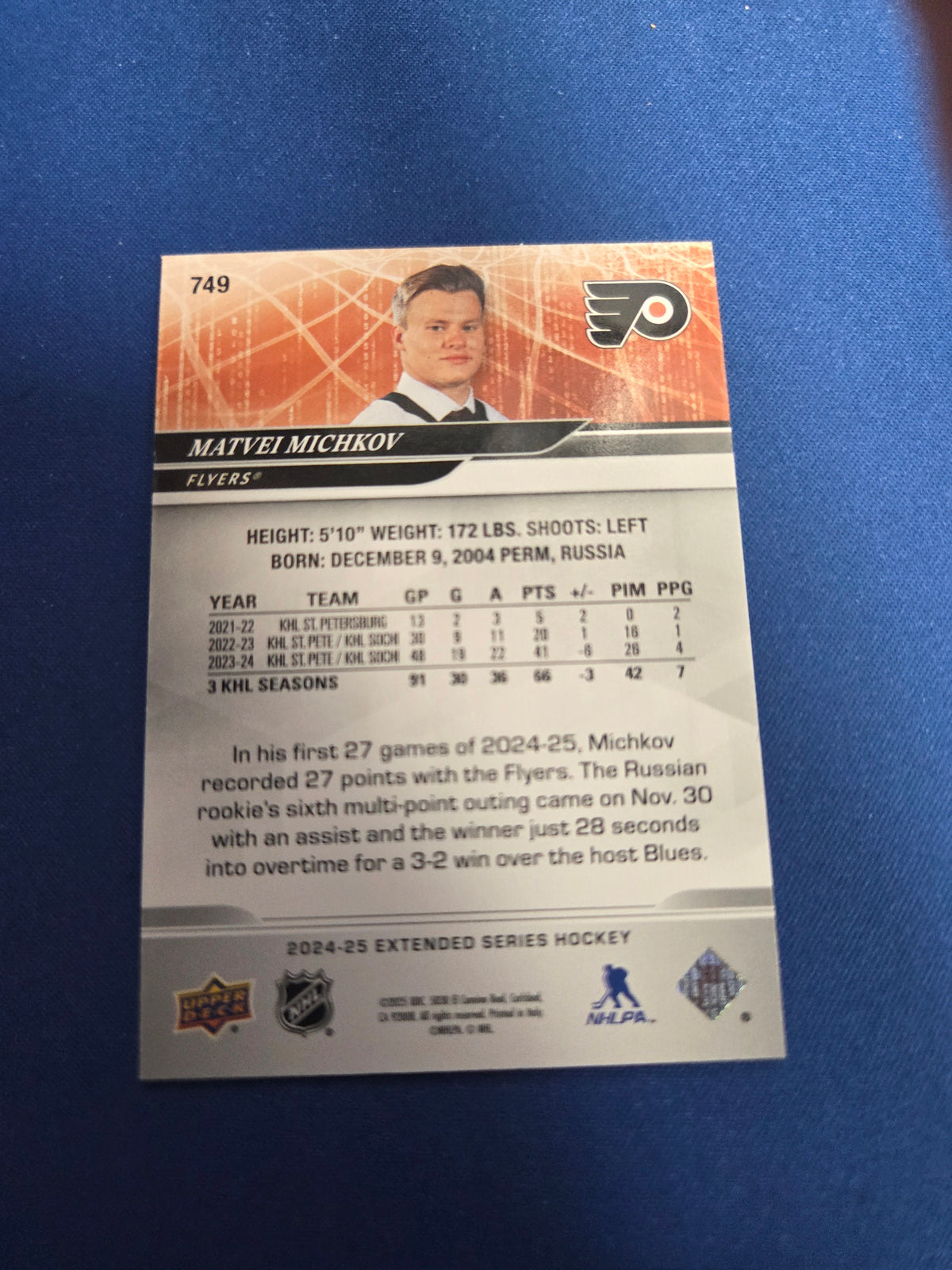matvei mitchkov draft day deluxe #749 24-25 extended series (cabinet)