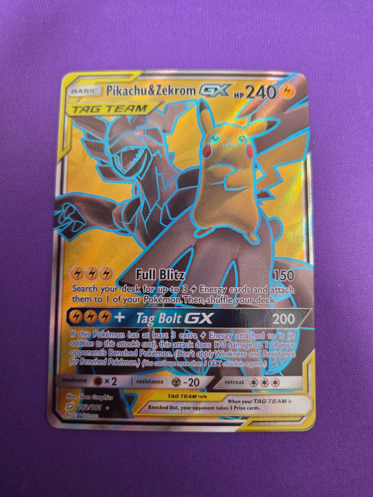 Pikachu & Zekrom GX 162/181 Team Up (Cabinet-NM)