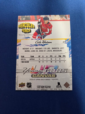 Cole Hutson #C-97 Young Guns 2025/26 Series 1 Near Mint