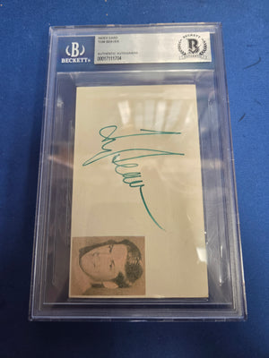 Beckett Tom Seaver Index Card Authentic Autograph