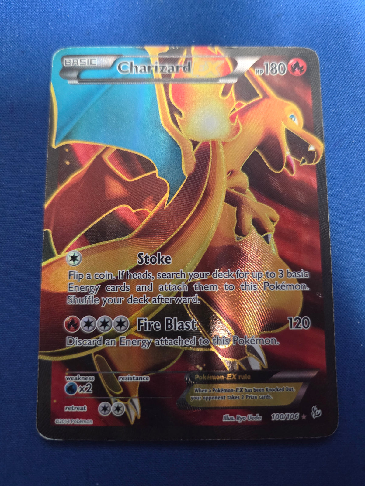 Moderately Played Charizard EX (100 Full Art) (100)/106 Ultra Rare Holofoil (Cabinet-MP)