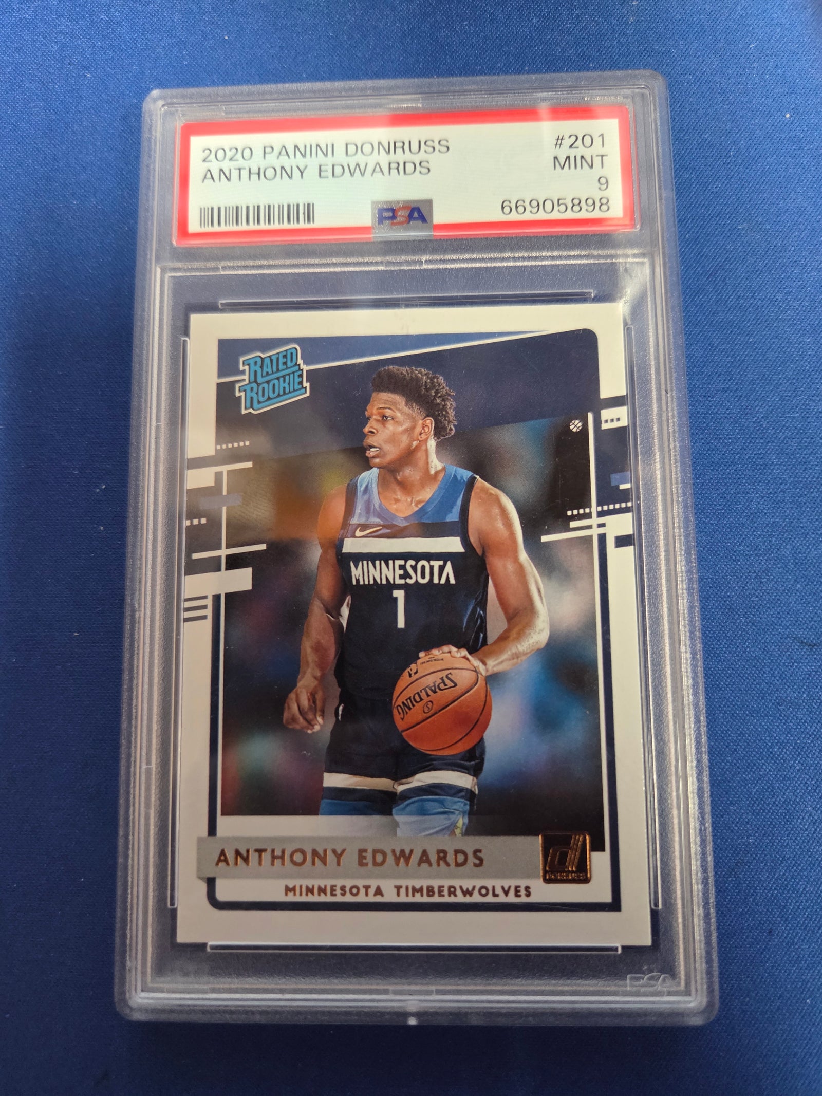PSA 9 Anthony Edwards Panini Donruss #201 (cabinet)