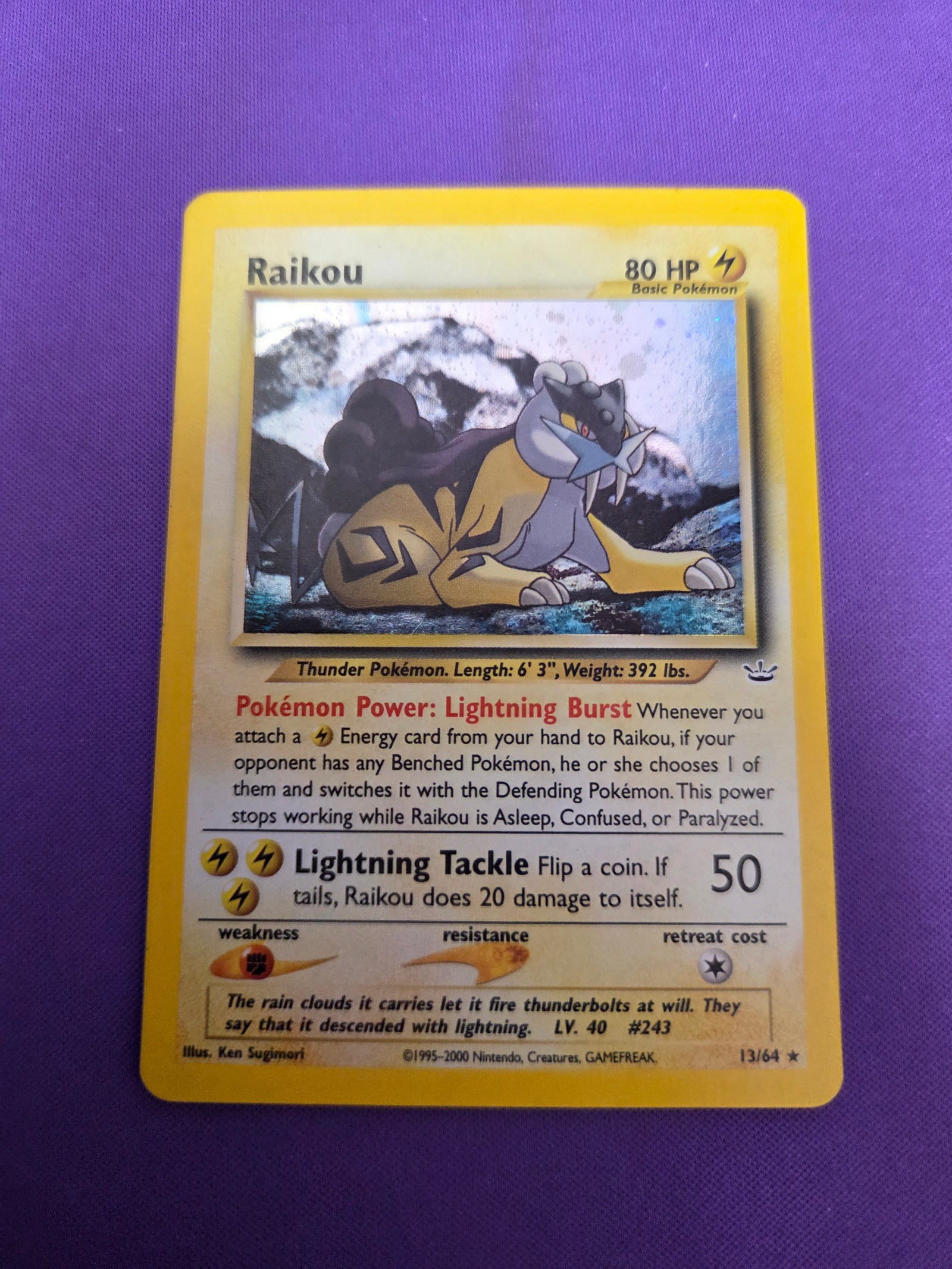 Lightly Played Raikou #13 Neo Revelation Unlimited Holofoil (Cabinet-LP)