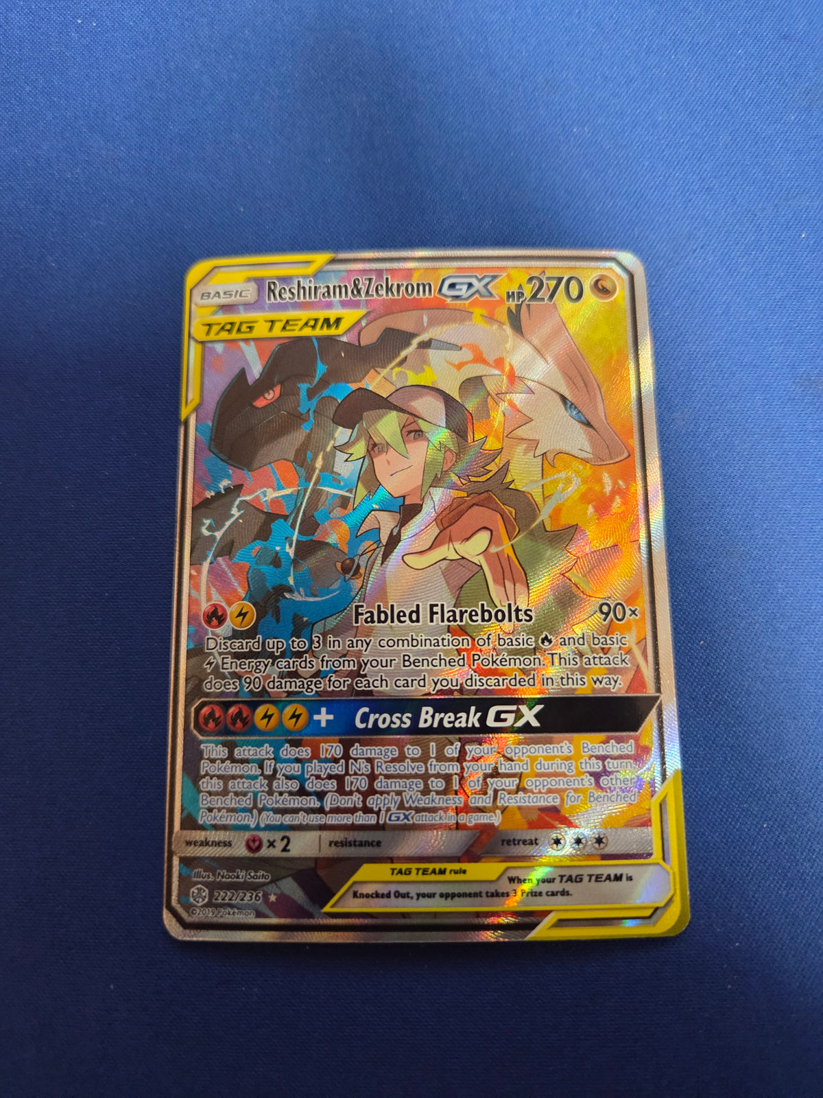 Reshiram & Zekrom GX (Full Art) (222)/236 Ultra Rare Holofoil (Cabinet-NM)