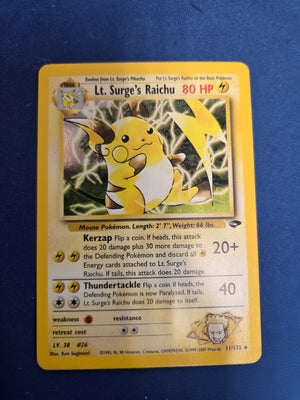 Moderately Played Lt. Surge's Raichu (11)/132 Holo Rare Unlimited Holofoil (Cabinet-MP)