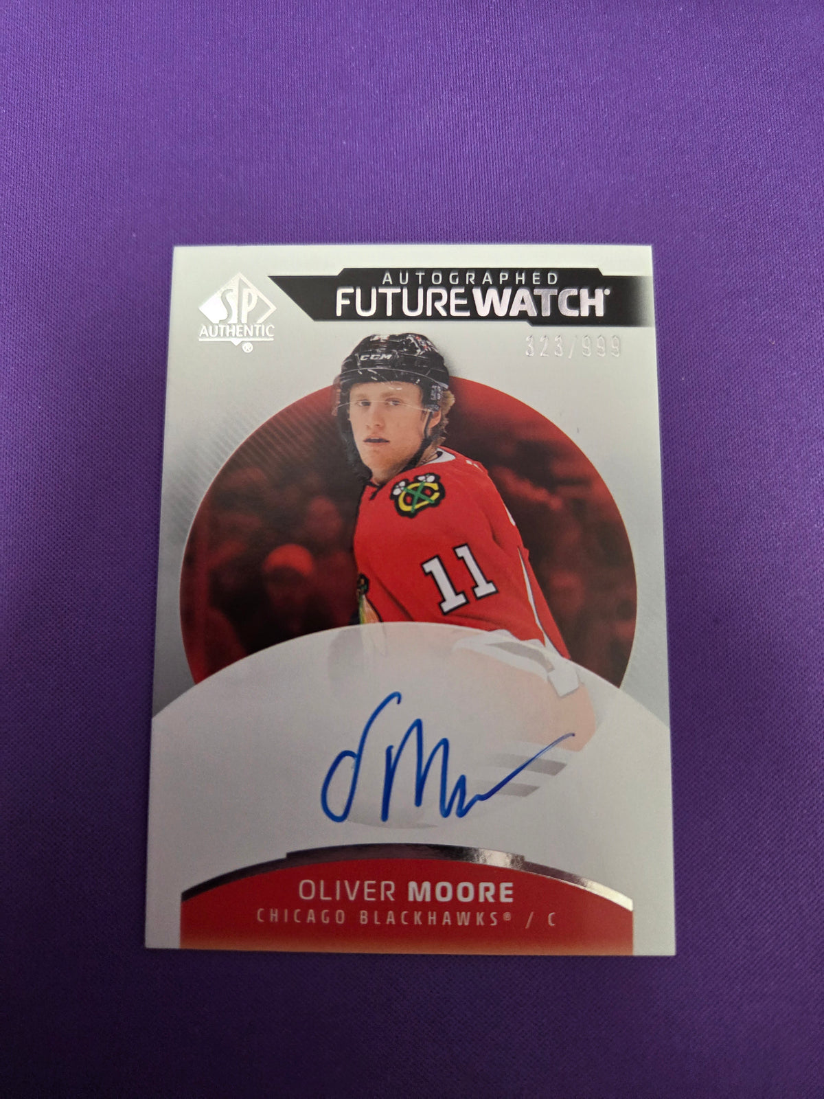 Oliver Moore #130 Future Watch auto 323/999 SP authentic 2024-2025 (Cabinet)