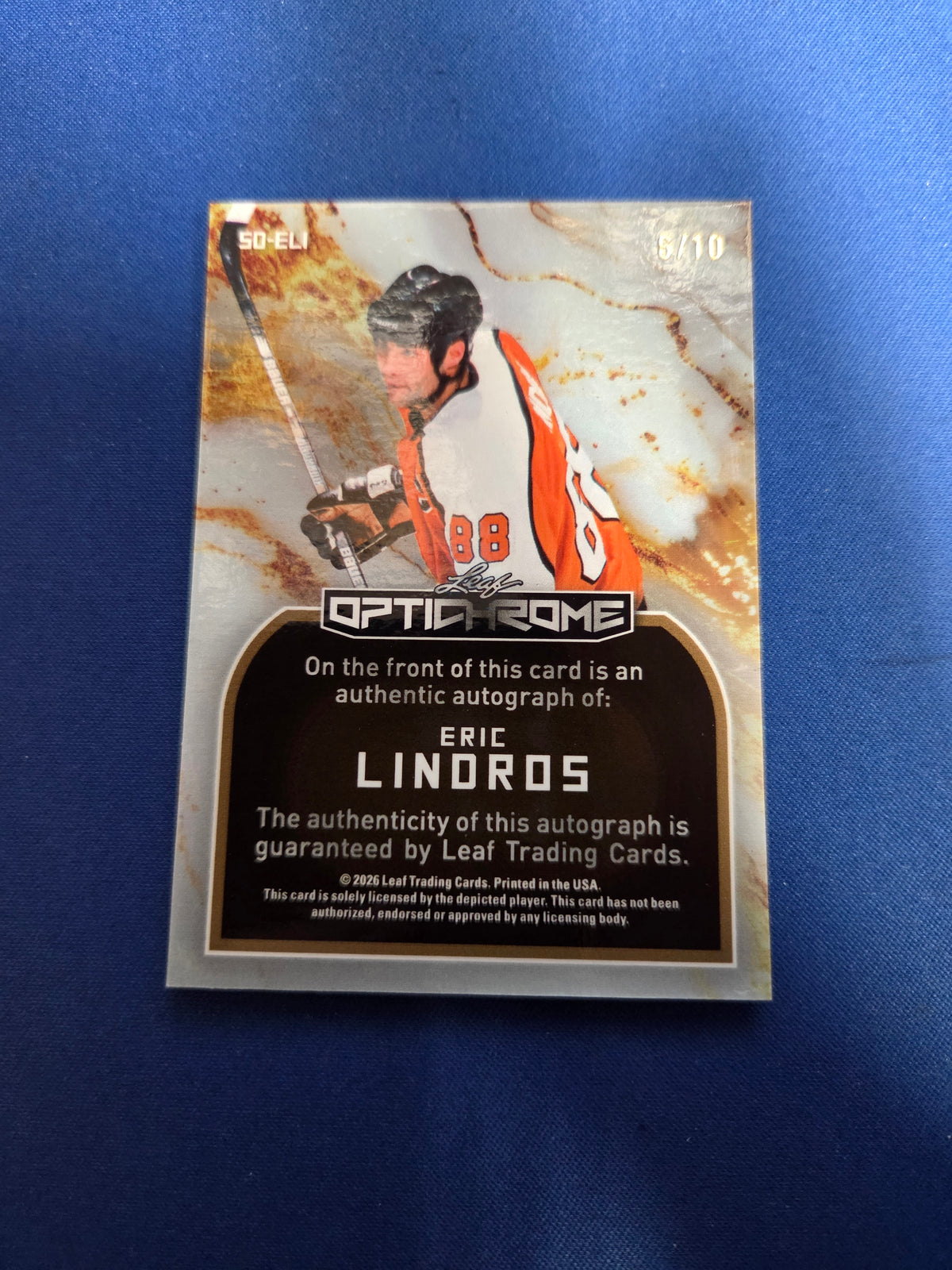 Eric Lindros SD-ELI 6/10 Leaf Optichrome Auto (Cabinet-NM)