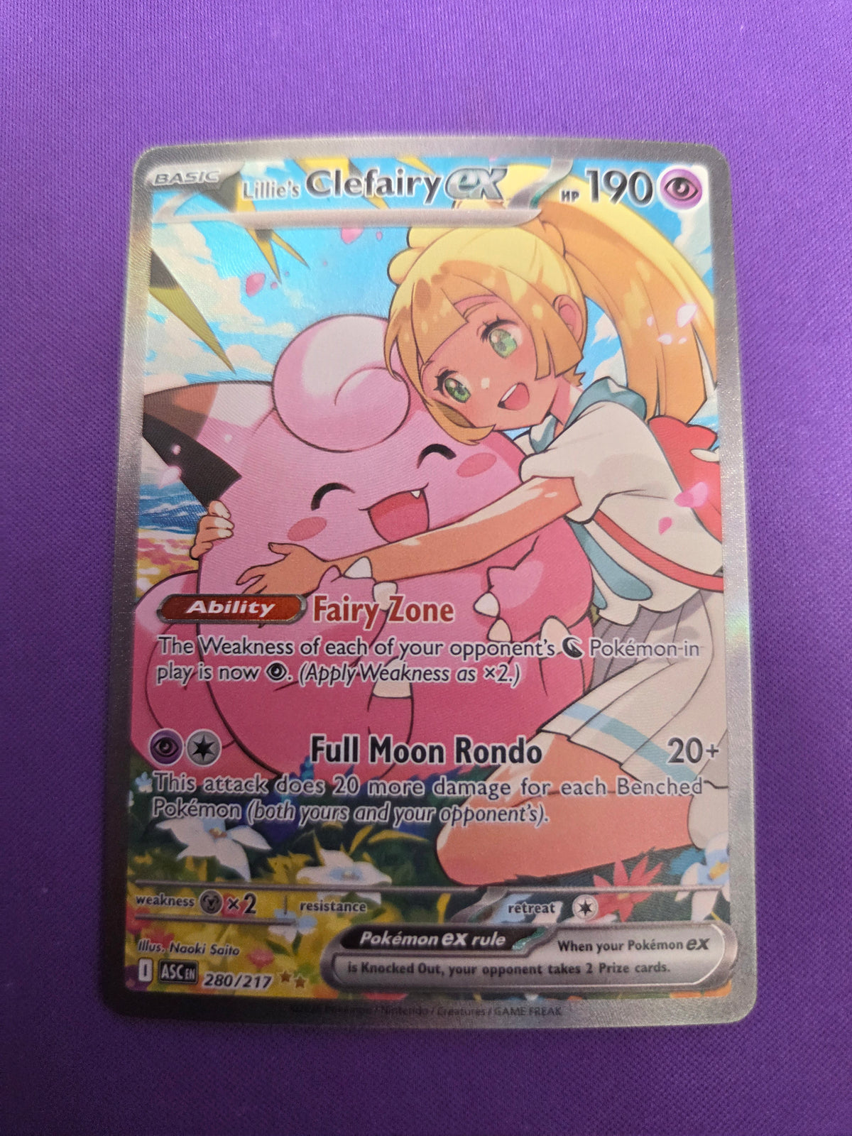 Lillie's Clefairy ex - 280/217 Ascended Heroes SIR (Cabinet-NM)
