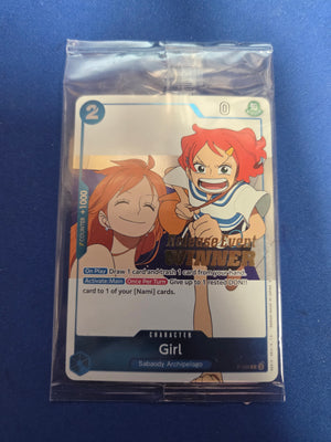 Girl (OP14 Release Event Winner) (P-096) - One Piece Promotion Cards Foil (Cabinet)