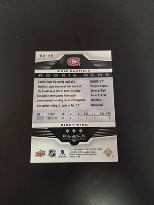 Cole Caufield #BD-40 2021 Upper Deck Black Diamond 2005-06 Retro (cabinet)
