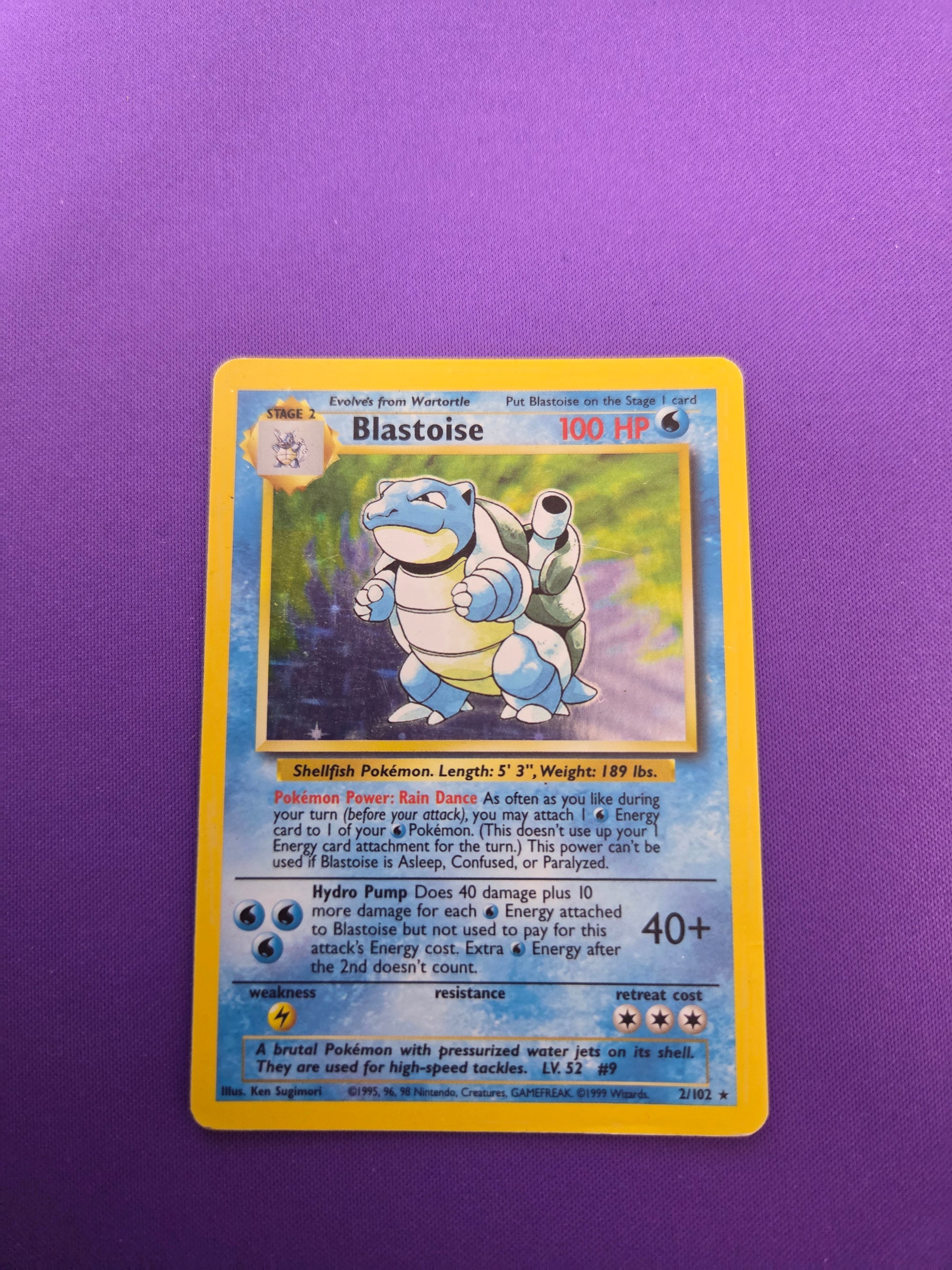 Moderately Played Blastoise base set (2)/102 Holo Rare Holofoil (Cabinet-MP)