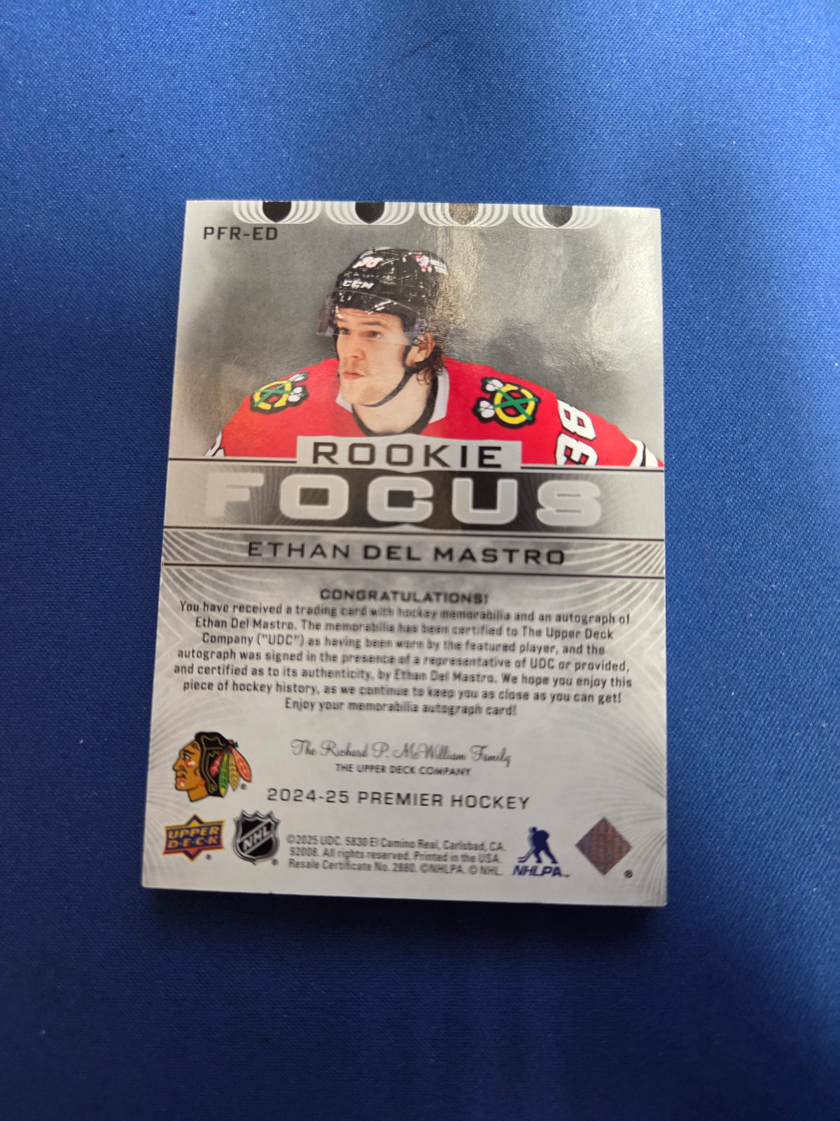 Ethan Del Mastro 61/99 #PFR-ED Rookie Focus (Cabinet-NM)
