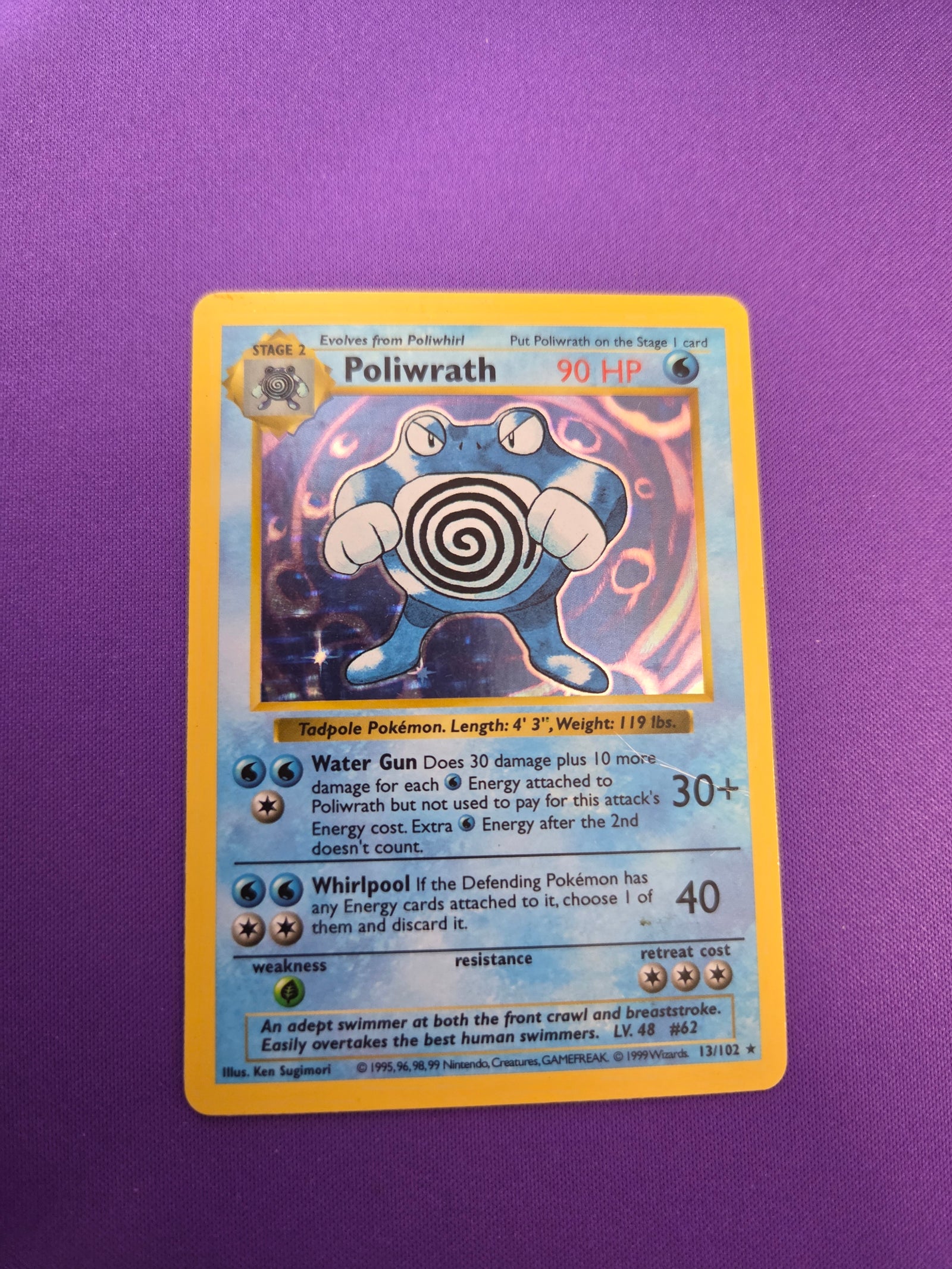 Moderetly Played Poliwrath (13) Holo shadowless (Cabinet-MP)