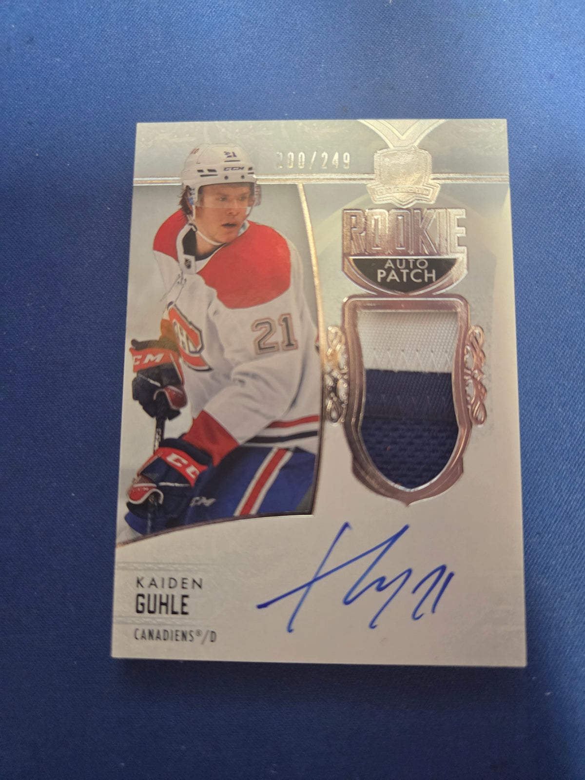 Kaiden Guhle The Cup 200/249 2023 Rookie #119 logo patch auto (Cabinet-NM)