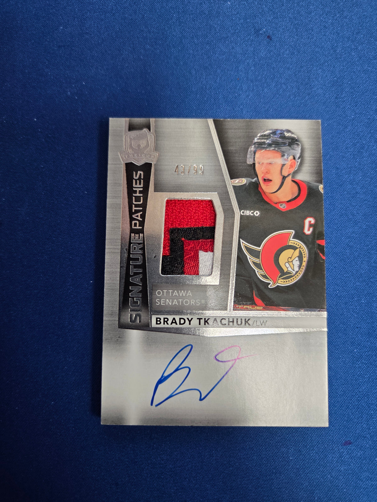 Brady Tkachuk Signature Patches /99 2024-25 The Cup Patch Auto Ottawa SP-BT (cabinet)