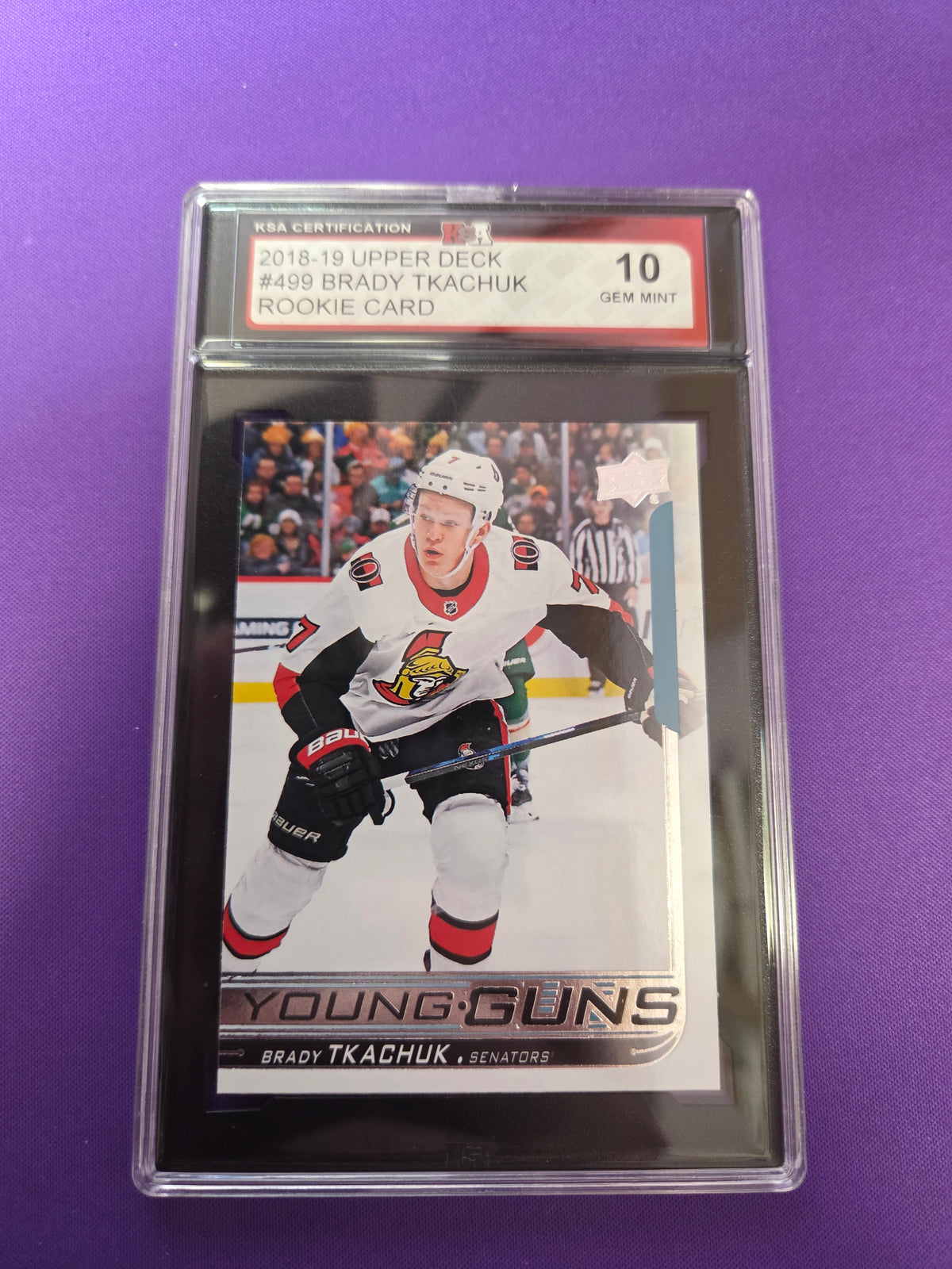 KSA 10 Brady Tkachuk #499 Rookie Card young guns (cabinet-NM)