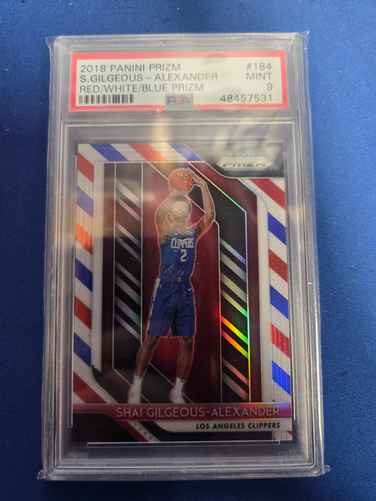 Psa 9 Shai Gilgeous Alexander Red/White/Blue Prizm #184 Rookie Card (Cabinet)