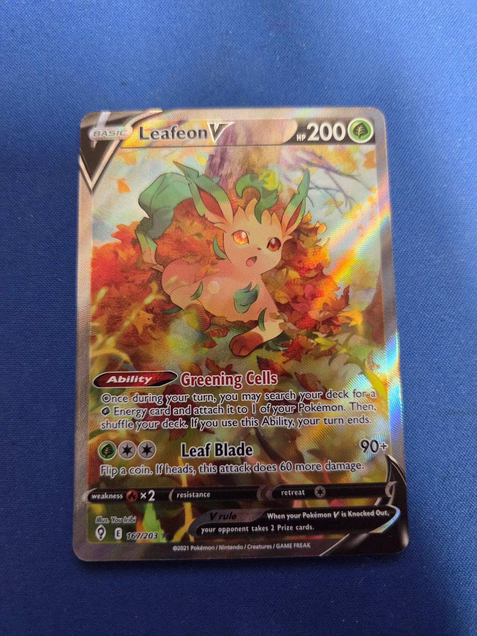 Leafeon V (Alternate Full Art) (167)/203 Ultra Rare Holofoil (Cabinet-NM)
