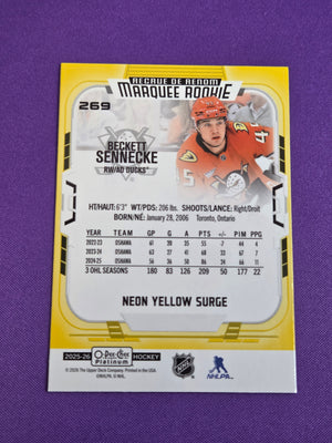 Beckett Sennecke [Neon Yellow Surge] #269 2025 O-Pee-Chee Platinum (Cabinet-NM)