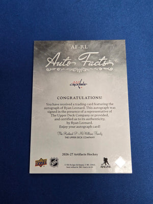 Ryan Leonard #AF-RL Artifacts Auto Facts (Cabinet-NM)