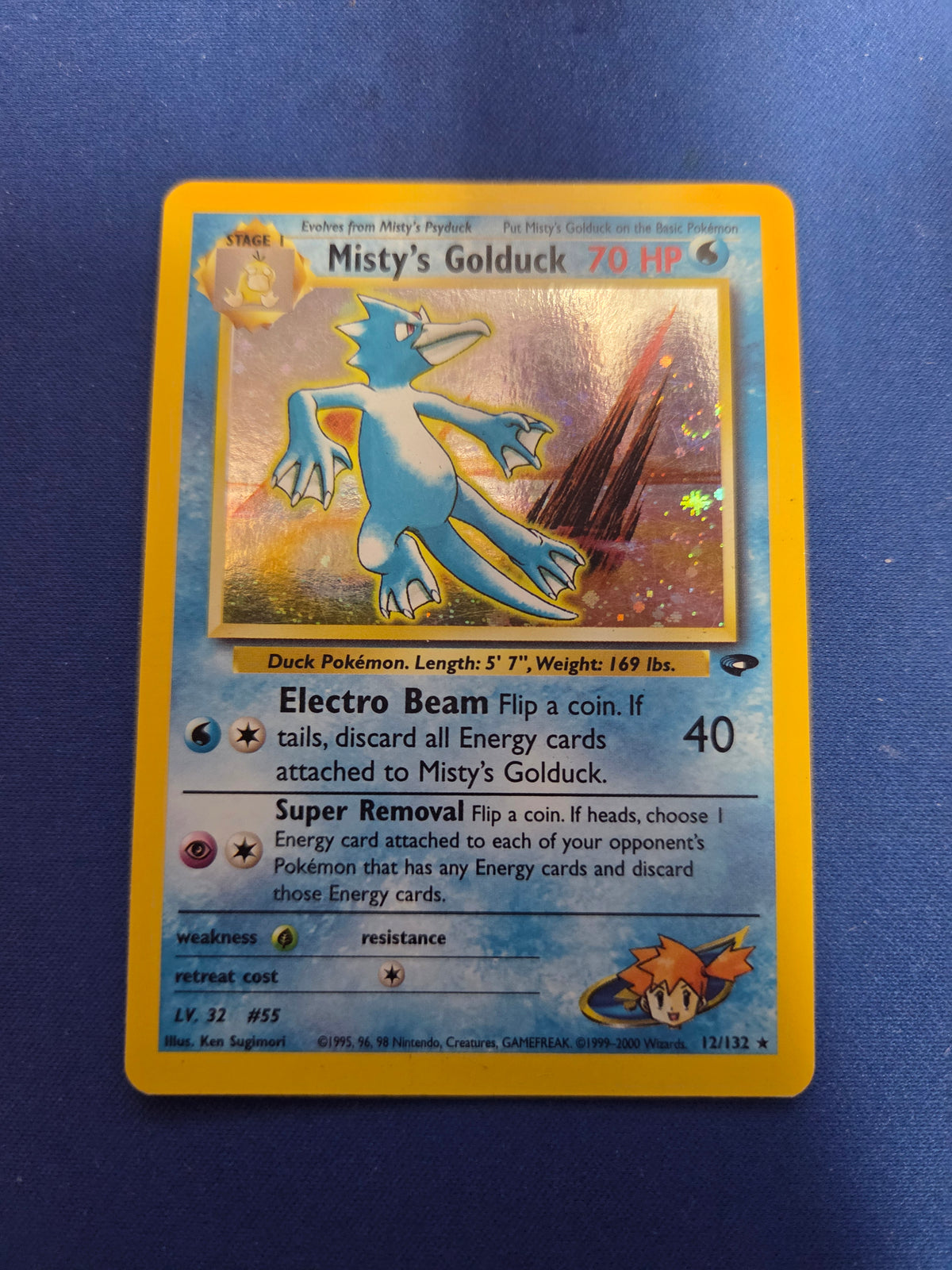 Moderetly Played Misty's Golduck (12)/132 Holo Rare Unlimited Holofoil (Cabinet-MP)