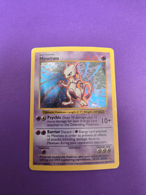 Heavily Played Mewtwo #10 Shadowless Base Set Holo (Cabinet-HP)