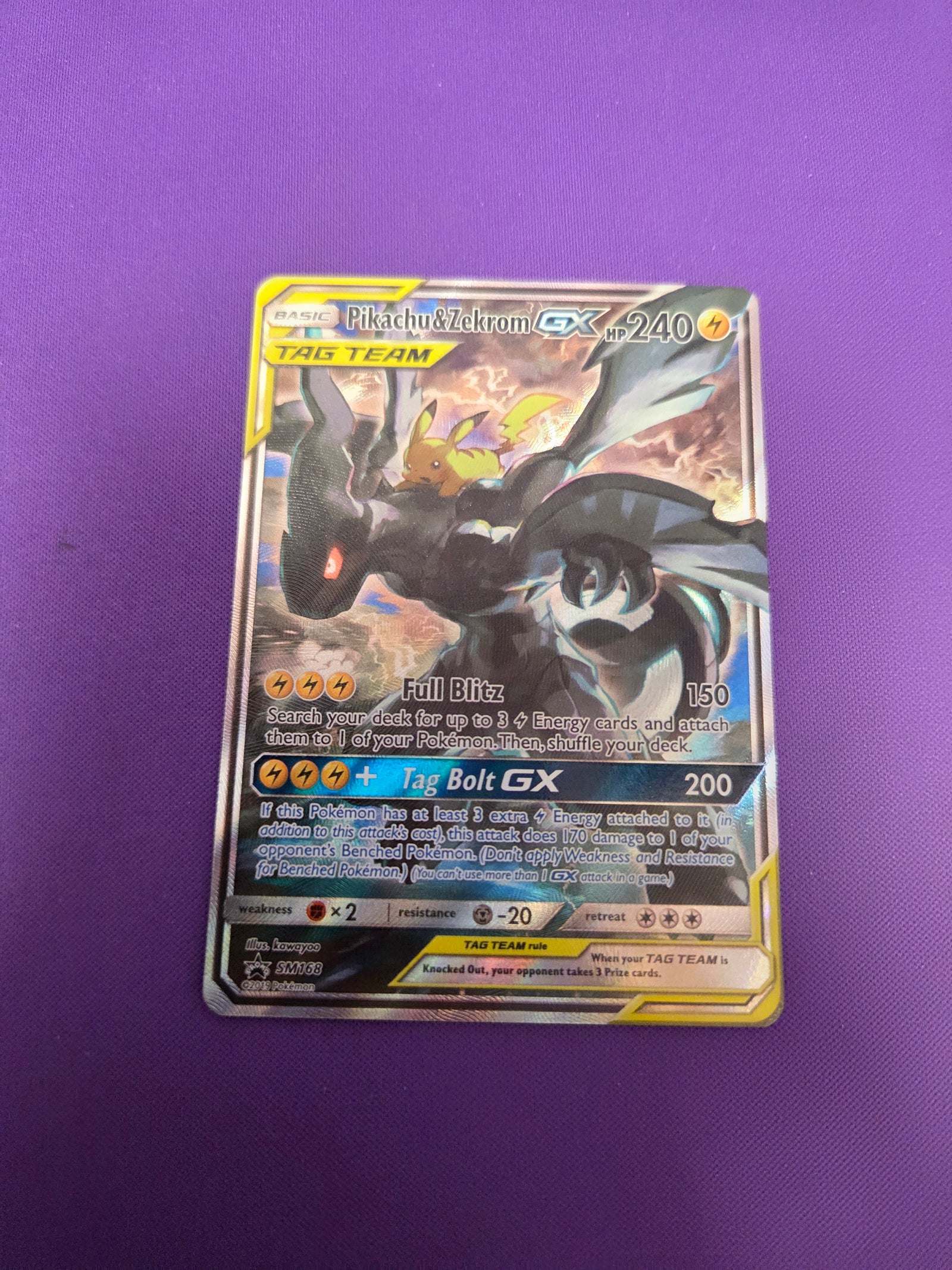 Pikachu & Zekrom GX (SM168)/248 Promo Holofoil (Cabinet-NM)