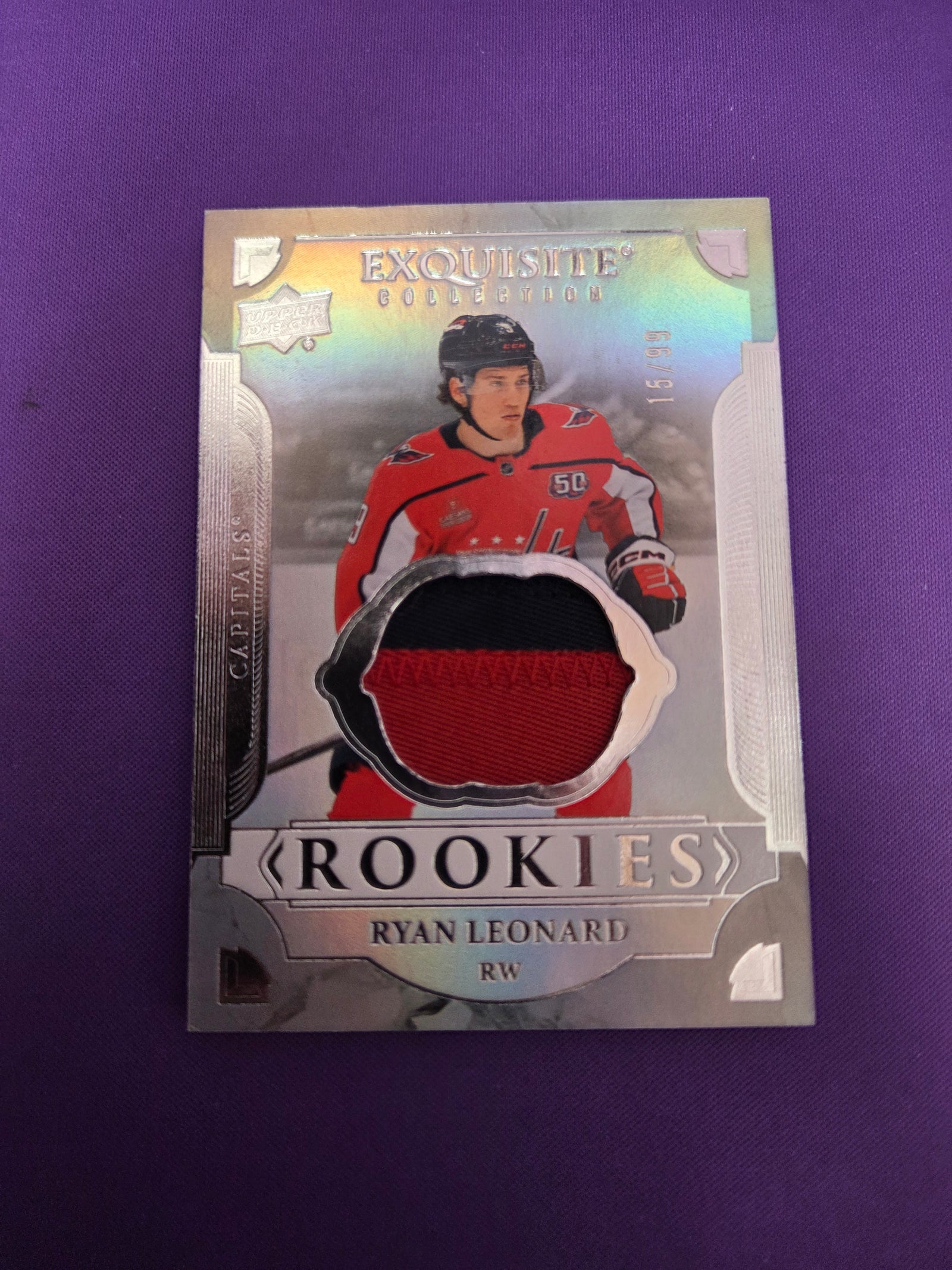 Ryan Leonard #RP-RL 15/99 2025 Upper Deck Black Diamond Exquisite Collection Rookie Patch (Cabinet-NM)