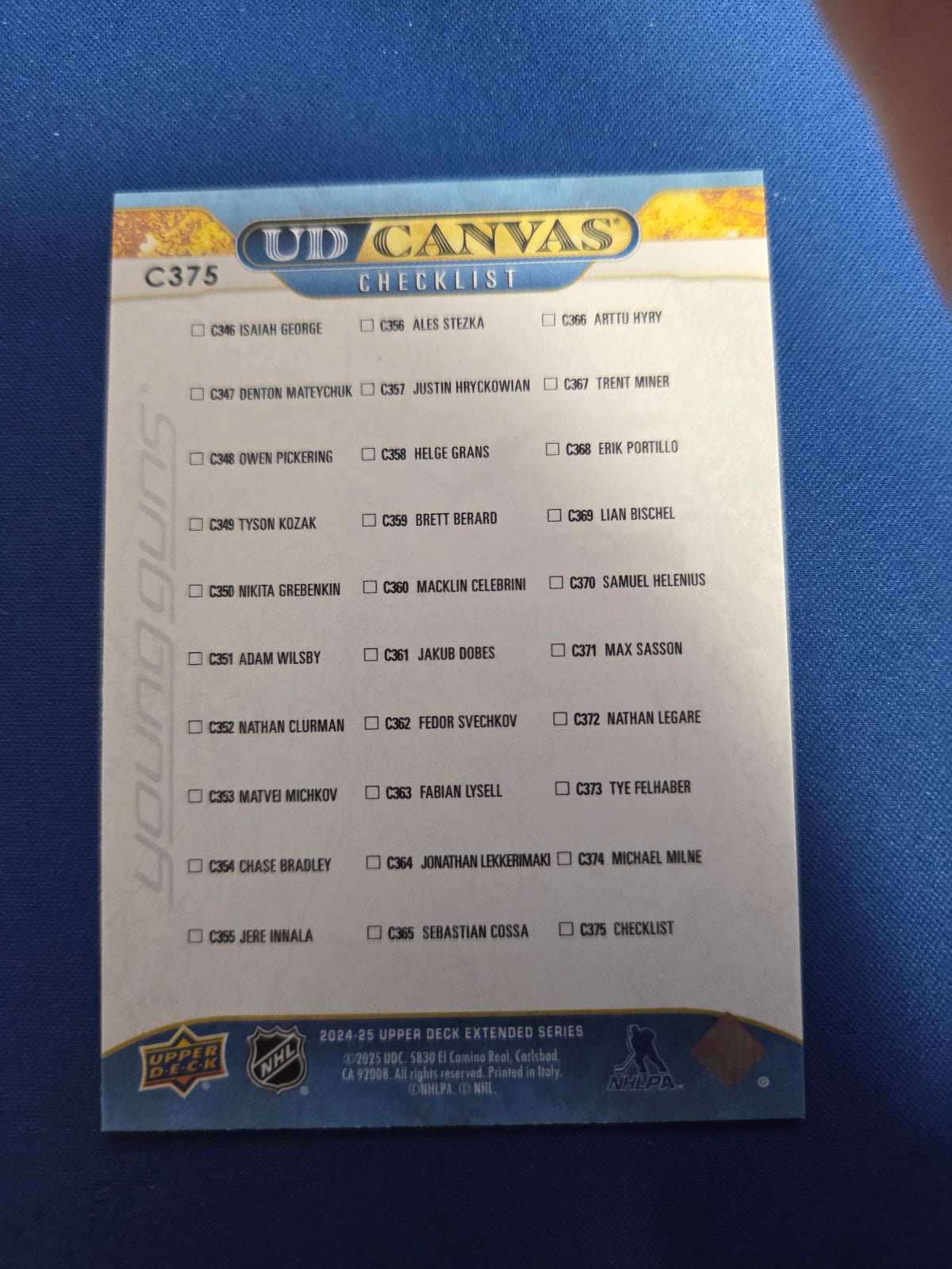 Macklin Celebrini/ Matvei Mitchkov UD canvas #C375 (cabinet-NM)