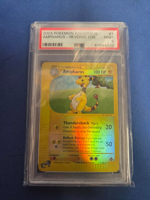PSA 9 Ampharos Aquapolis #1 Reverse Holofoil (Cabinet-NM)