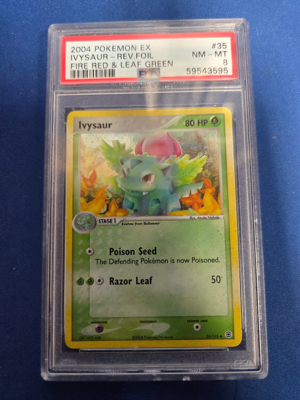 PSA 8 Ivysaur #35 Reverse Holo Fire Red & Leaf Green
