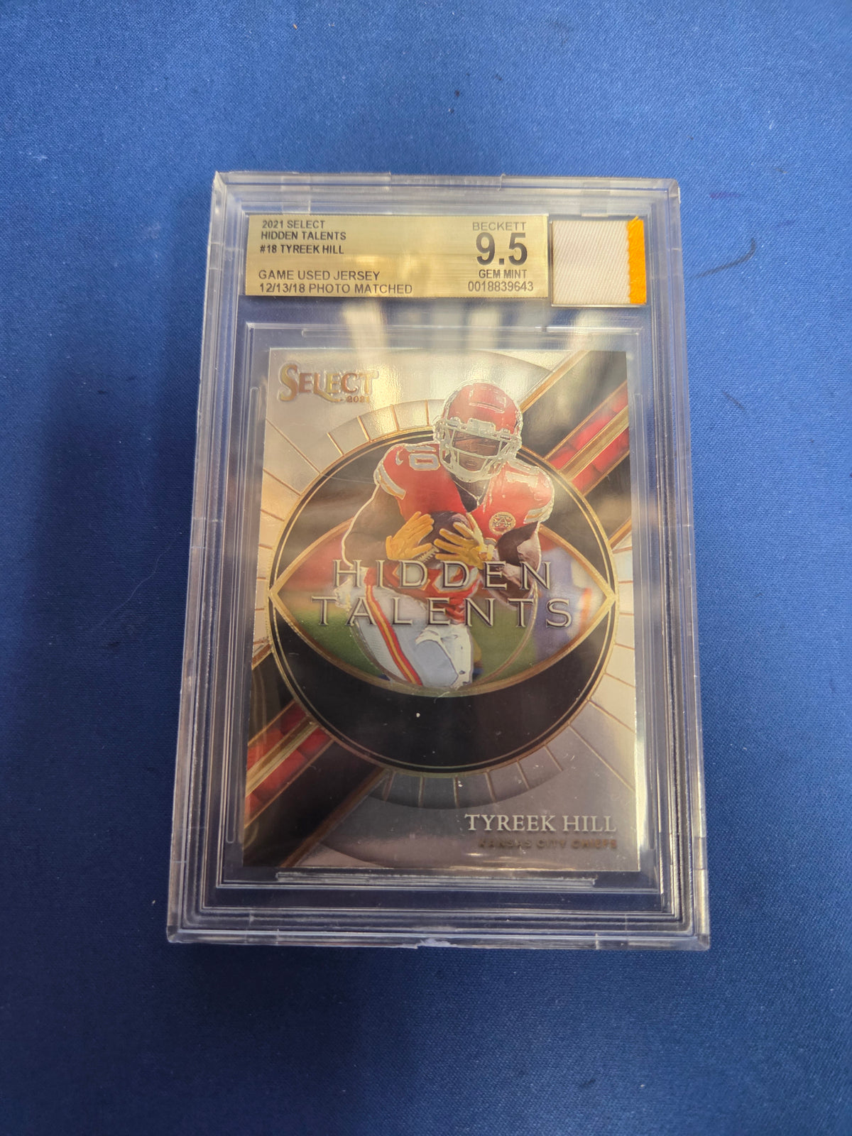 BGS 9.5 Tyreek Hill #18 Game Used Jersey Patch