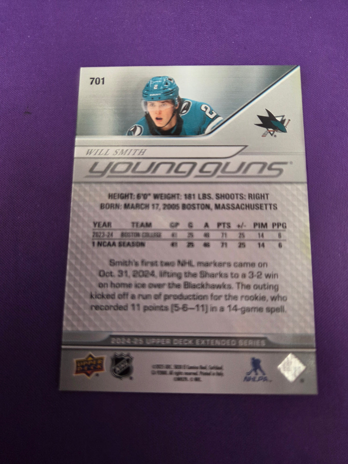 Will Smith Young guns #701 upper deck extended series (Cabinet-NM)