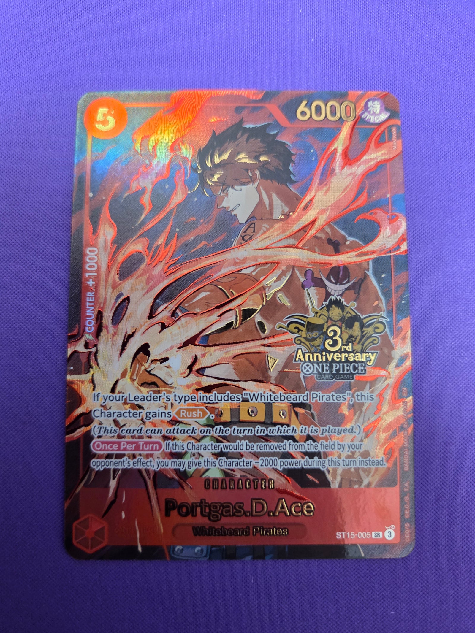 Portgas.D.Ace (Japanese Version 3rd Anniversary Set) (ST15-005) - One Piece Promotion Cards Foil (Cabinet-NM)