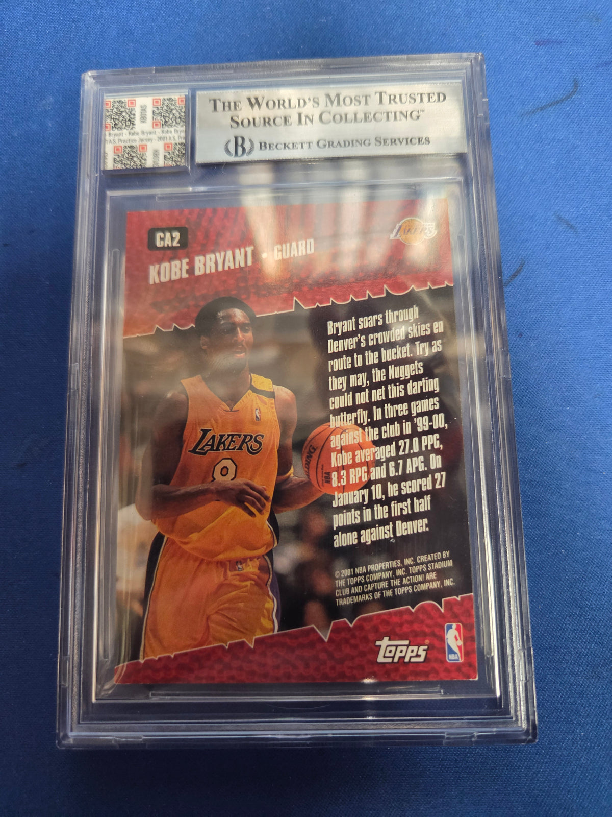 BGS Authentic Kobe Bryant #CA2 Photo Matched Patch