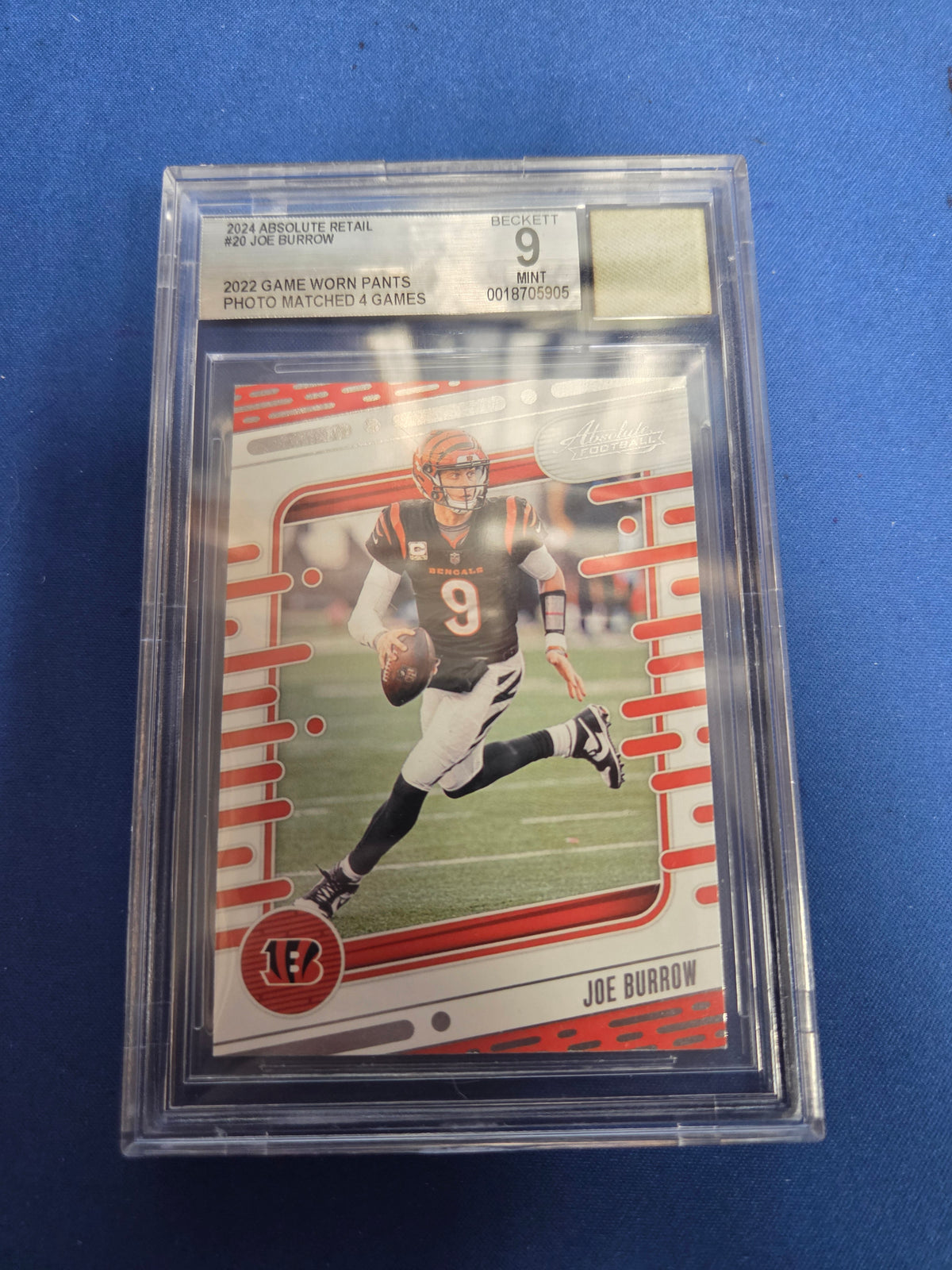 BGS 9 Joe Burrow #20 Game Worn Pants Photo Matched