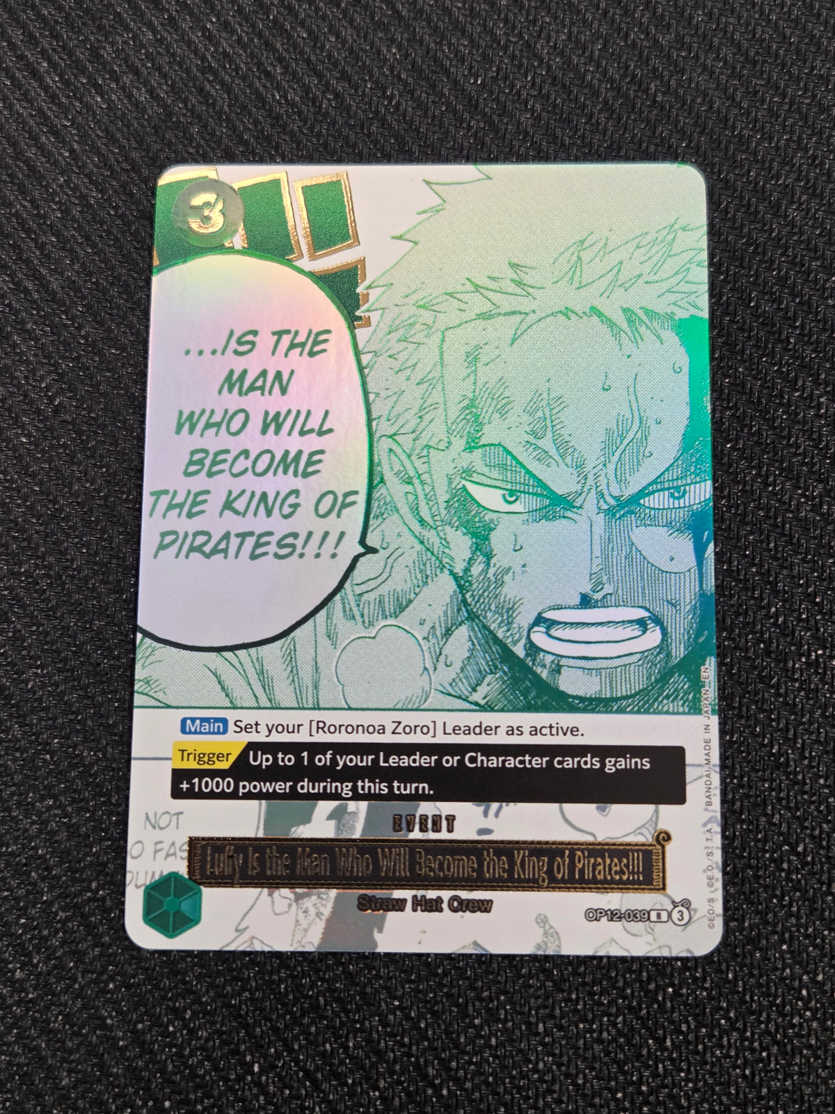 Luffy Is the Man Who Will Become the King of Pirates!!! (Japanese Version 3rd Anniversary Set) (OP12-039) - One Piece Promotion Cards Foil (Cabinet-NM)