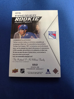 Noah Laba 23/65 #AR-NL Premier Rookie Gold Auto Patch (Cabinet-NM)