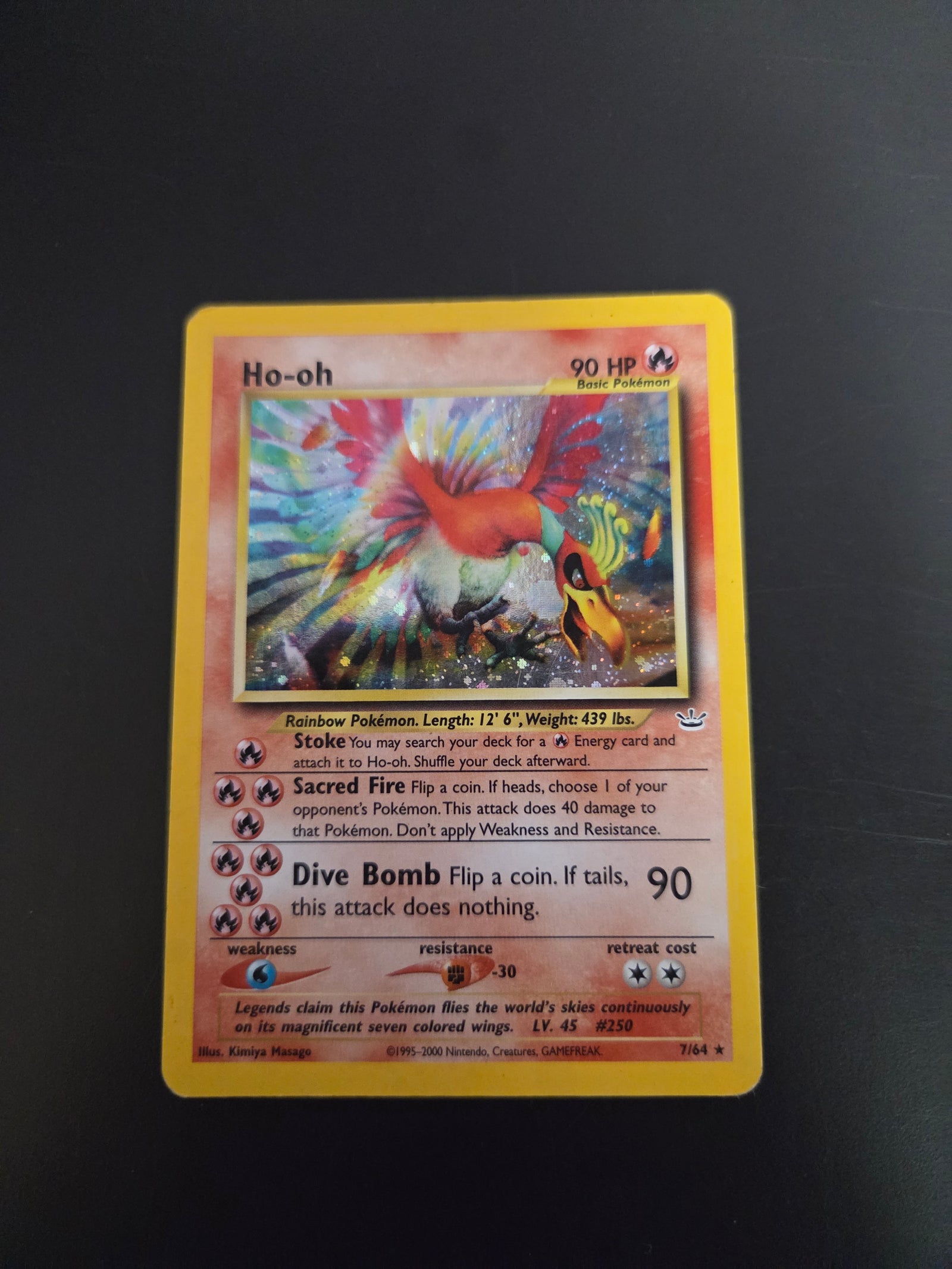 Moderately Played Ho-oh (7)/64 Holo Rare Unlimited Holofoil (Cabinet-MP)