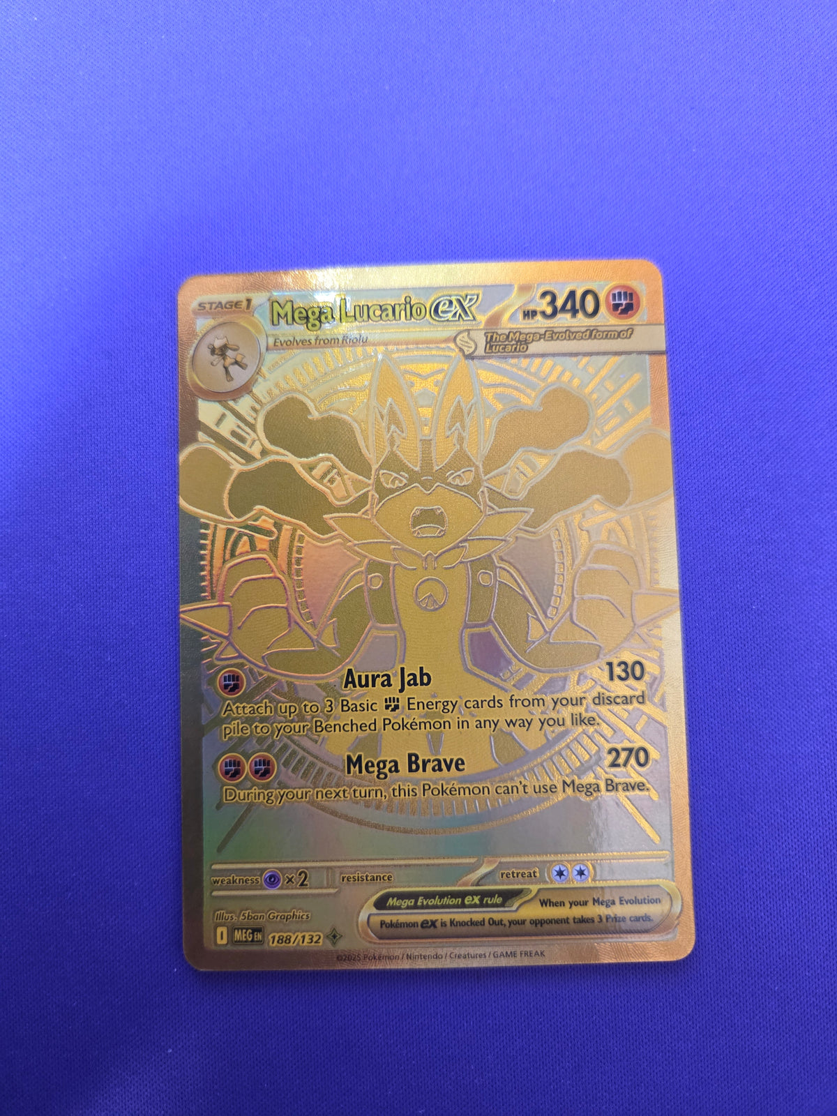 Mega Lucario ex - 188/132 (188) Mega Hyper Rare Holofoil (Cabinet-NM)