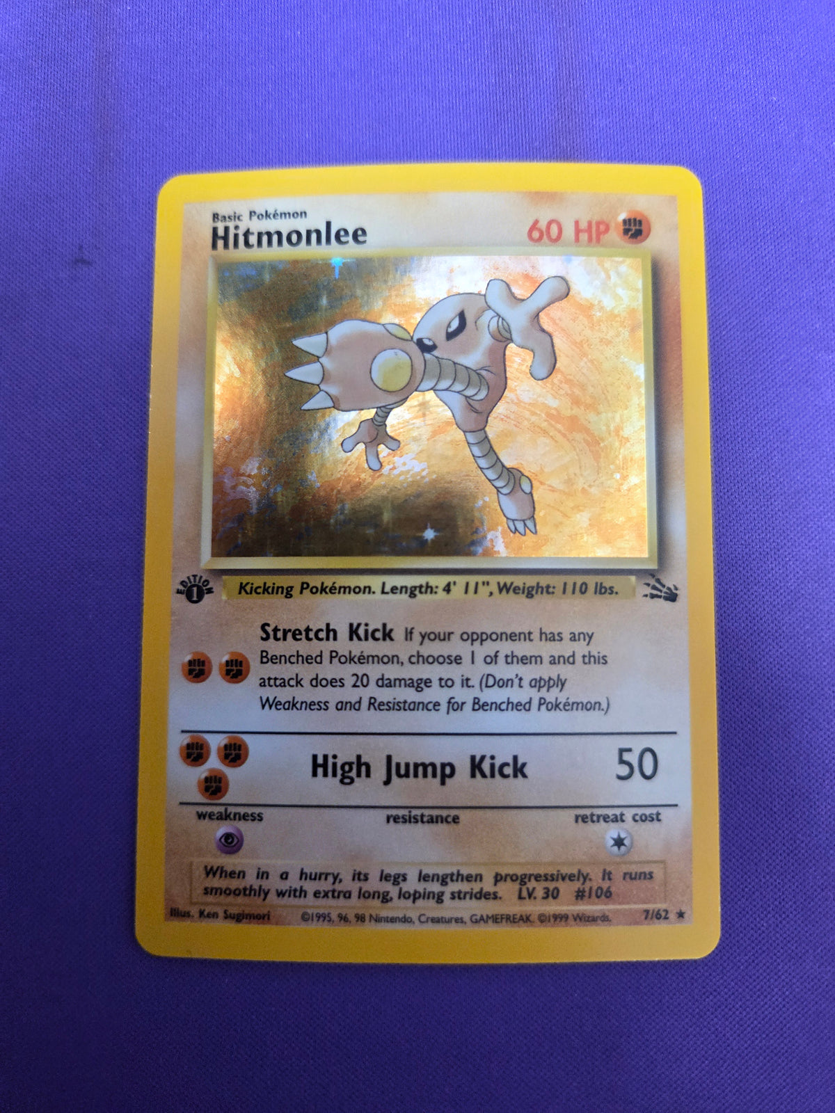 Hitmonlee 7/62 Holo Rare 1st Edition Holofoil (Cabinet-NM)