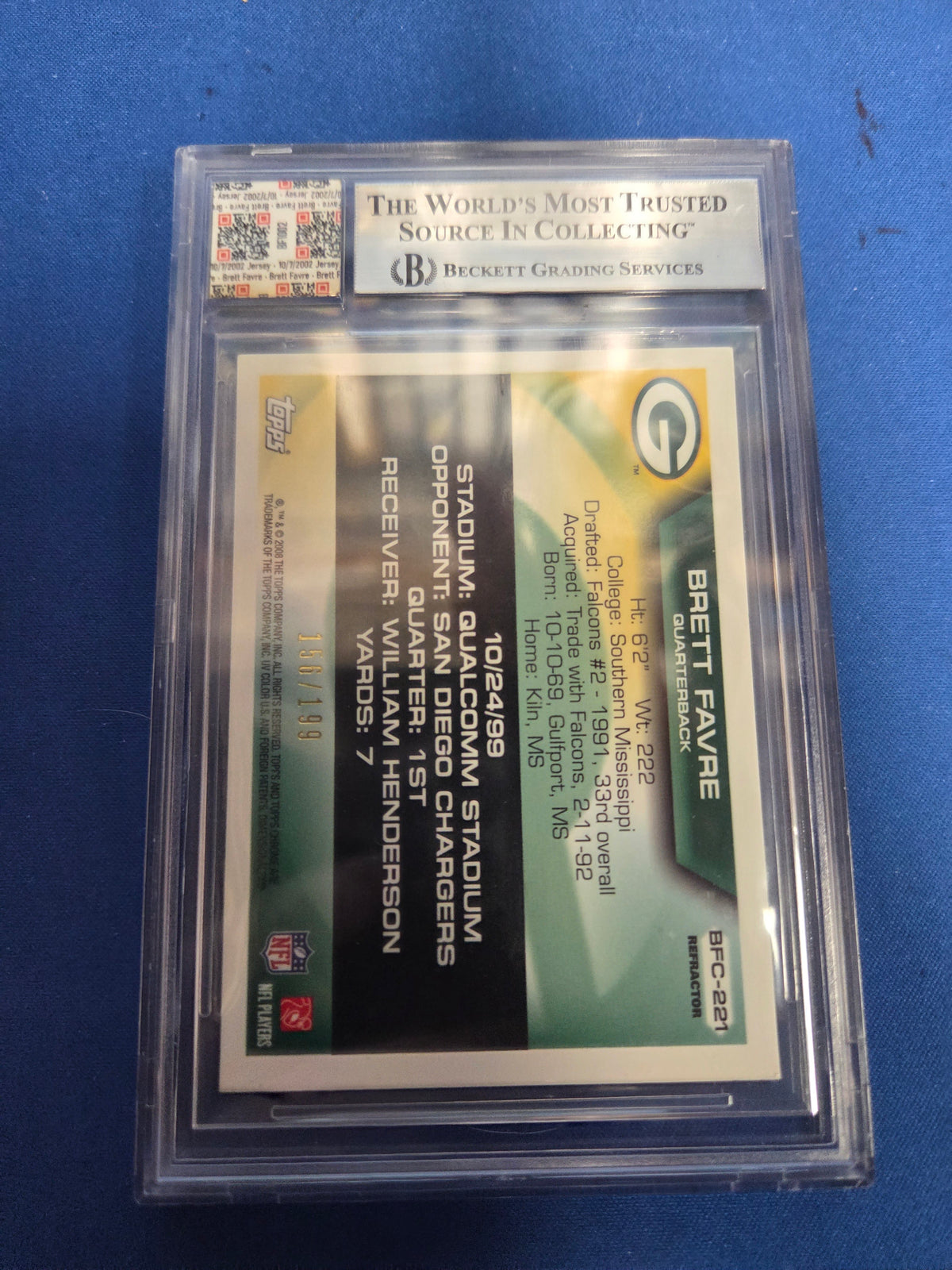 BGS Authentic Brett Favre #BF221 Game Used Jersey