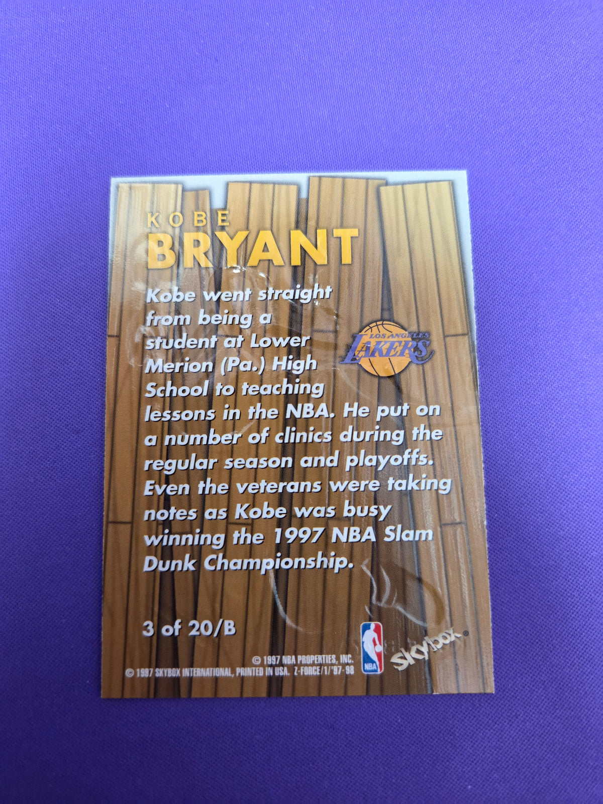 Kobe Bryant #3 1997 Skybox Z Force Boss (Cabinet-NM)