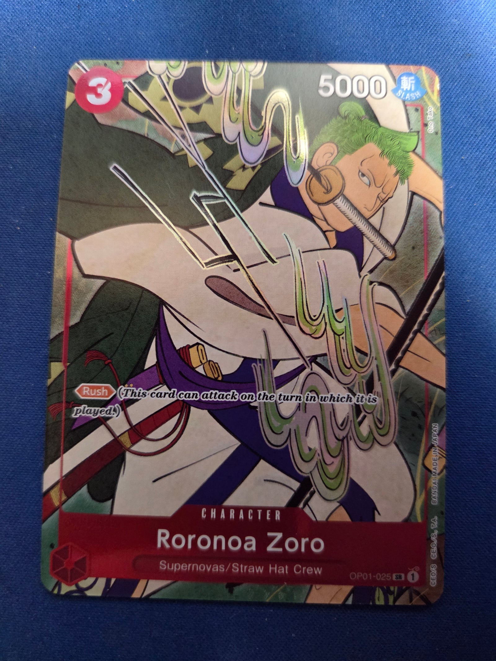 Roronoa Zoro (English Version 1st Anniversary Set) (OP01-025) - One Piece Promotion Cards Foil (Cabinet-NM)